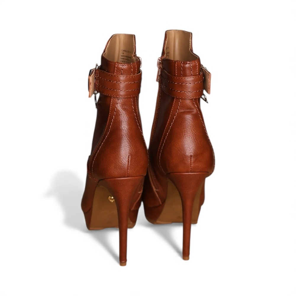 Thalia Sodi Cara Zipper Buckle Platform Heel in Cognac Women’s size 7M (US) - Picture 4 of 9